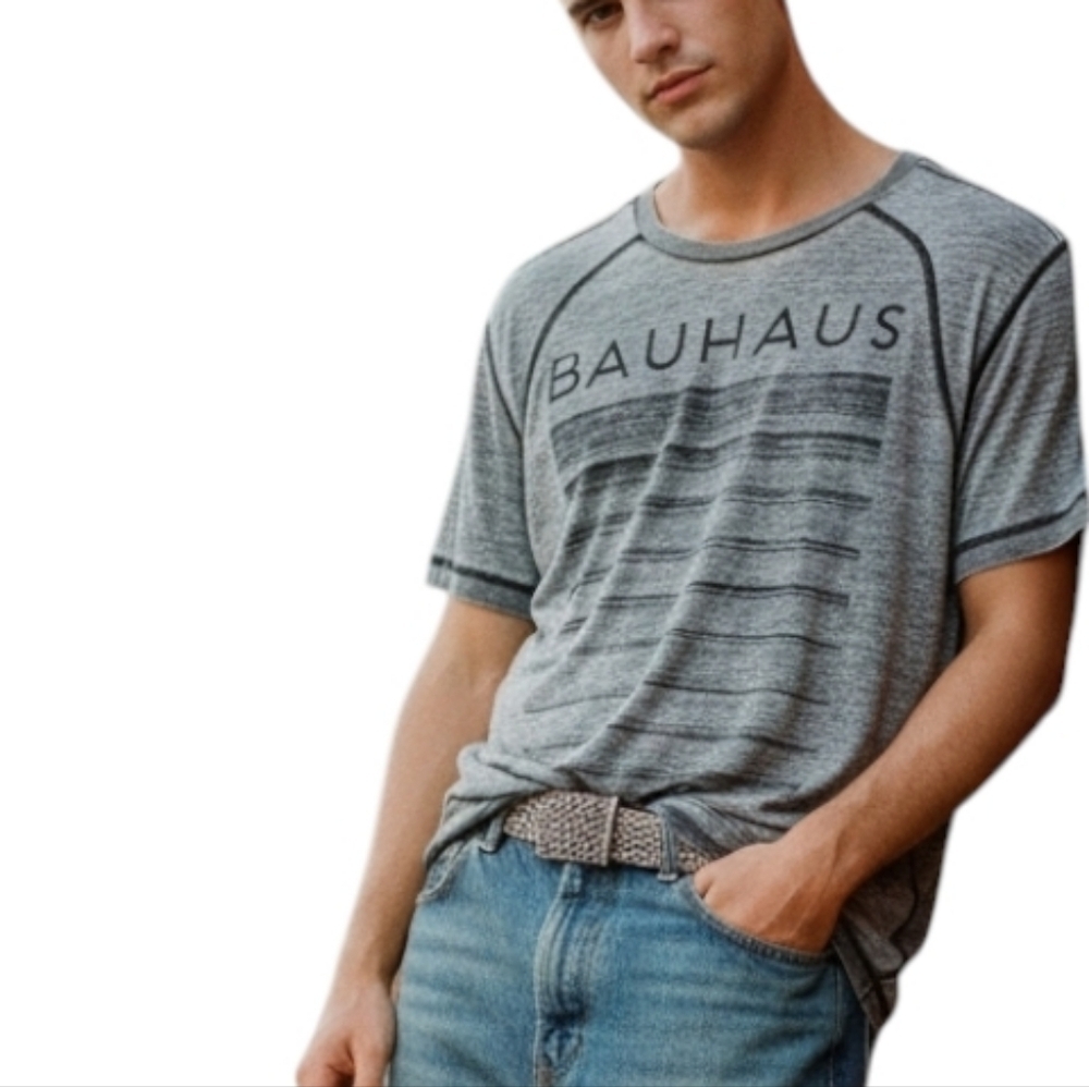 Bauhaus Burnout T Shirt Men Large Grey Cotton Blend Soft